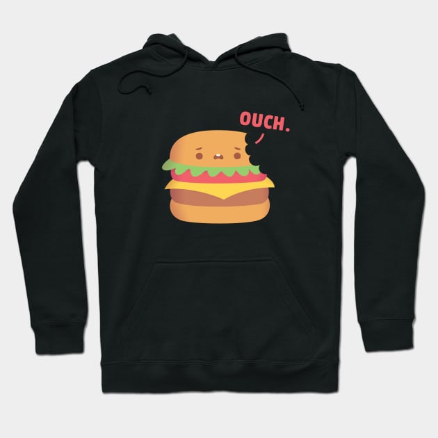 Funny Burger With Bite Marks Says Ouch Hoodie by rustydoodle